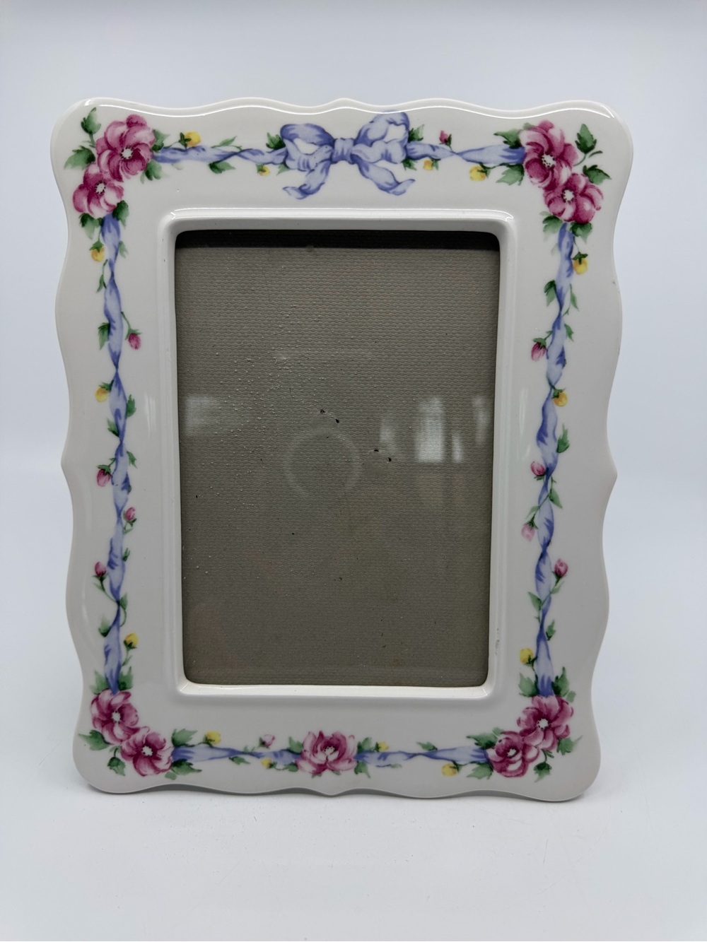 Floral Ribbon Ceramic Photo Frame - Pink